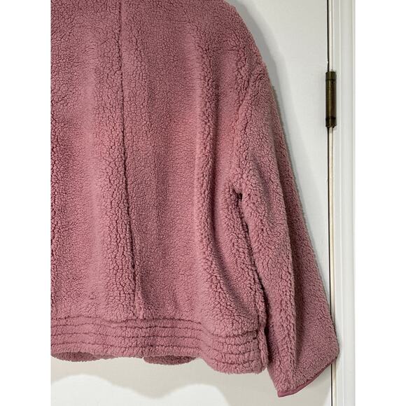 Free People Joplin Faux Fur Cozy Teddy Jacket Smoked Pink Size Large NWT Slouchy - Picture 14 of 15